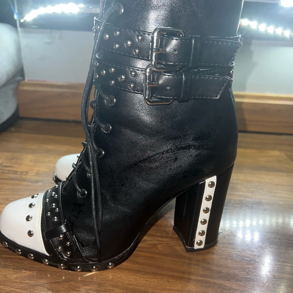 oreo black and white studded heels azalea wang